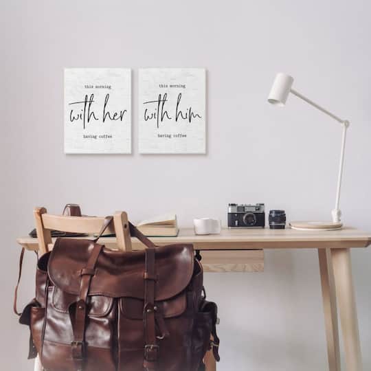 Stupell Industries This Morning With Him and Her Romantic Couple Phrase Gray Framed Wall Art Set